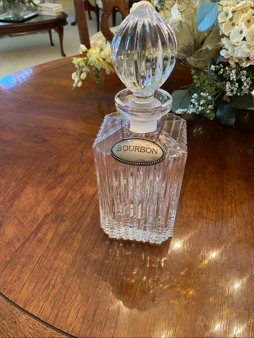 Bourbon Crystal Decanter - Clear Glass Home Accent. Like new